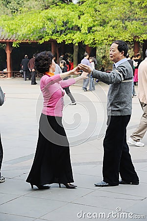 Chinese old people dancing