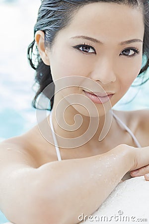 Chinese Oriental Asian Woman In Swimming Pool