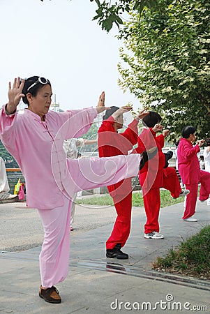 Chinese people are playing taiji