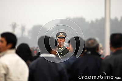 Chinese police guard editorial