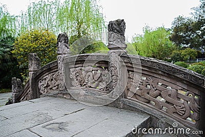 Chinese stone bridge with dragon design