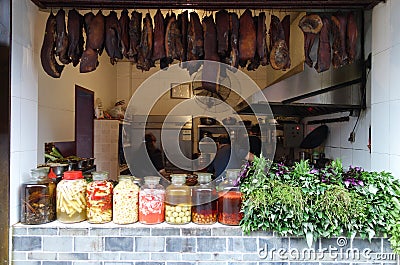 Chinese Street restaurants with Cured meat