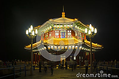 Chinese style pavilion in the night