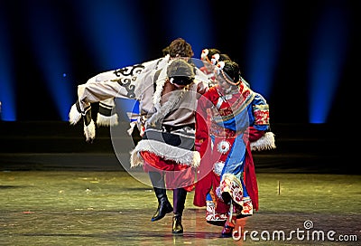 Chinese tibetan national dancers