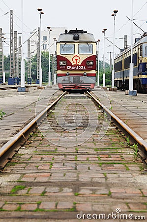 Chinese train staying on the station