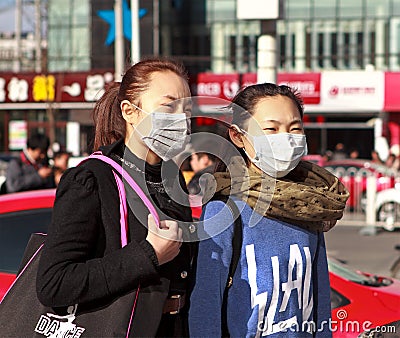 Chinese women with face mask