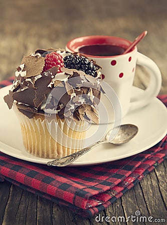 Chocolate and berry cupcake