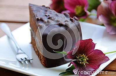 Chocolate cake with flower