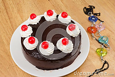 Chocolate cake with red Jelly