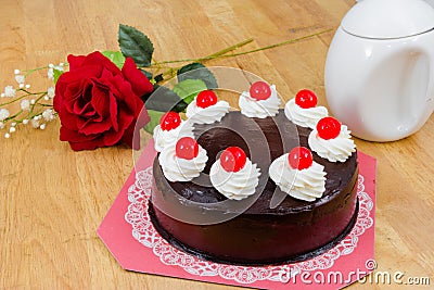 Chocolate cake with red Jelly