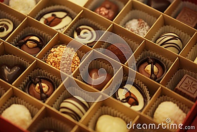 Chocolate candies in a box