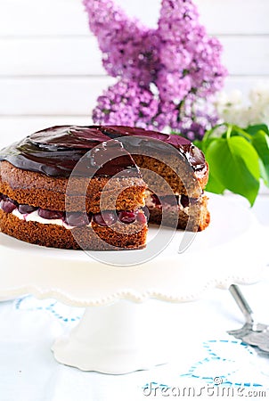 Chocolate cherry sandwich cake