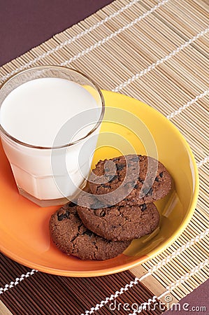 Chocolate chip cookies and milk