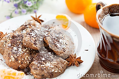 Chocolate cookies with nuts