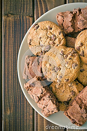 Chocolate cookies on plate