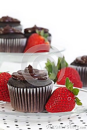 Chocolate Cupcake with Fresh Strawberry
