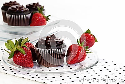 Chocolate Cupcakes and Strawberries