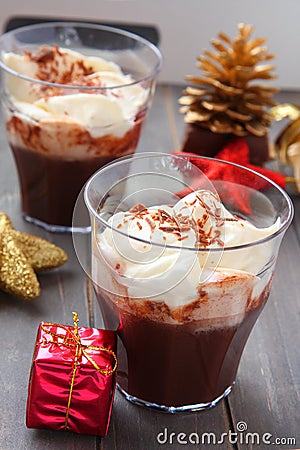 Chocolate milkshake with christmas decoration