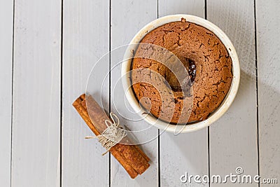 Chocolate muffin with the cinnamon after baking