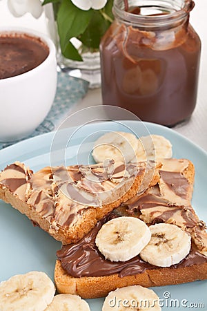 Chocolate and peanut buttered toasts