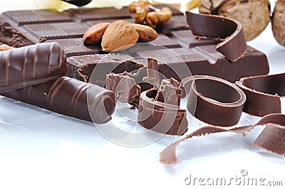 Chocolate, table, pieces
