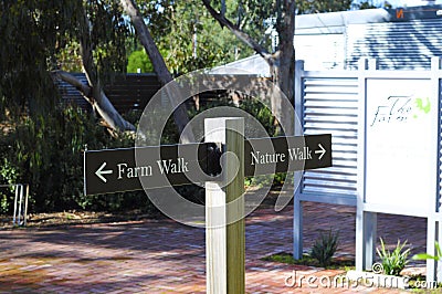 Choice of Farm Walk or Nature Walk signs for walking trails at Maggie Beer s Pheasant Farm