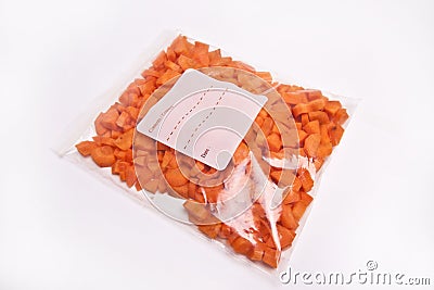 Chopped Carrots in Plastic Freezer Bag