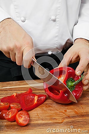 Chopping bell pepper