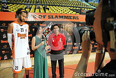 Christien Charles(W) and Leo Austria(R) interview before ASEAN Basketball League