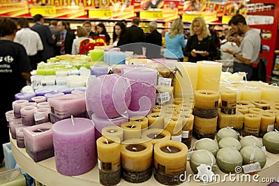 Christmas candles for sale in supermarket