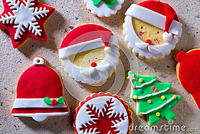 Christmas cookies Xmas tree Santa snowflake on recycled paper