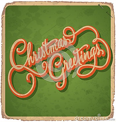 CHRISTMAS GREETINGS vintage card (vector)