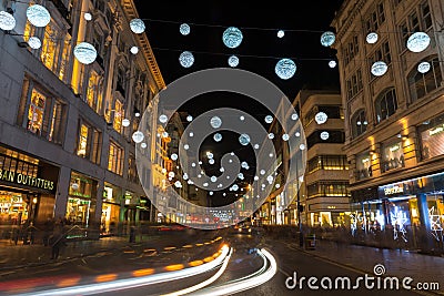 Christmas lights on Oxford Street, London, UK