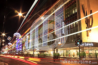 Christmas Lights in Oxford Street at night