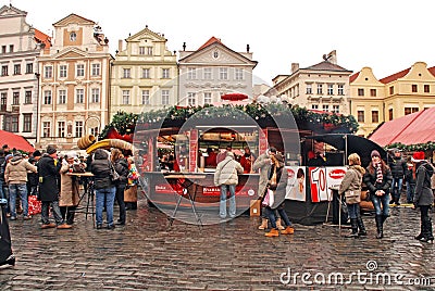 Christmas market on Old Town Square in Prague,Czech republic.