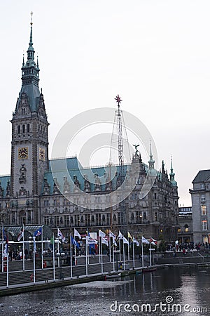 Christmas market on Town Hall Square in Hamburg