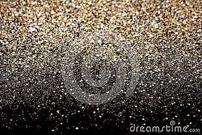 Christmas New Year Black and Gold Glitter background. Holiday abstract texture fabric