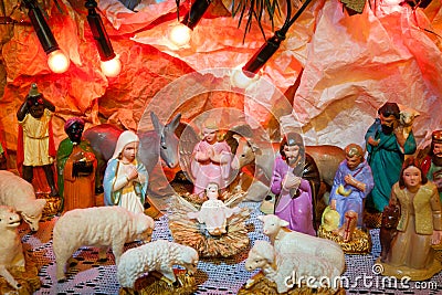 Jesus is born decoration - Christmas scene of Bethlehem religious ...