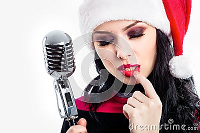 Christmas Singer with microphone