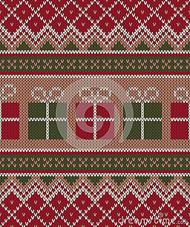 Christmas Sweater Design. Seamless Knitting Pattern. Winter Holi