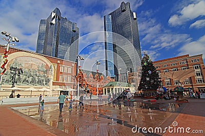 Christmas time at the new Sundance Square in Fort Worth, Texas