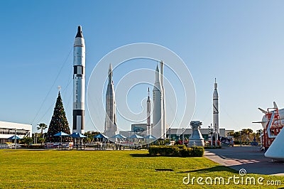Christmas tree at the Rocket Garden at NASA John F Kennedy Space