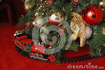 Christmas tree and train