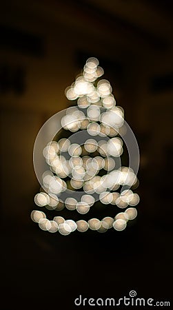 Christmas tree white lights blurry