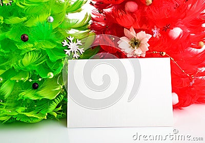 Christmas trees with greeting cards