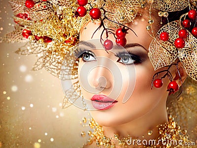 Christmas winter fashion model girl