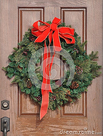 Christmas Wreath on a Door