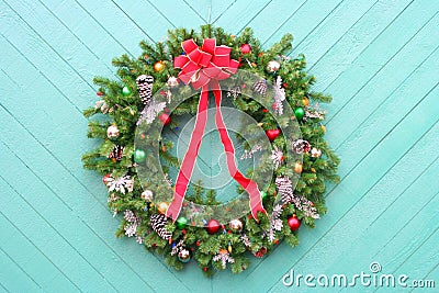 Christmas Wreath on green