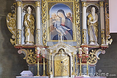Church interior with Holy Family