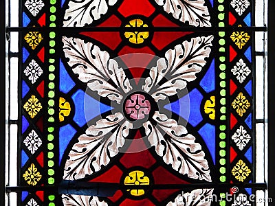 Church: stained glass window flower design